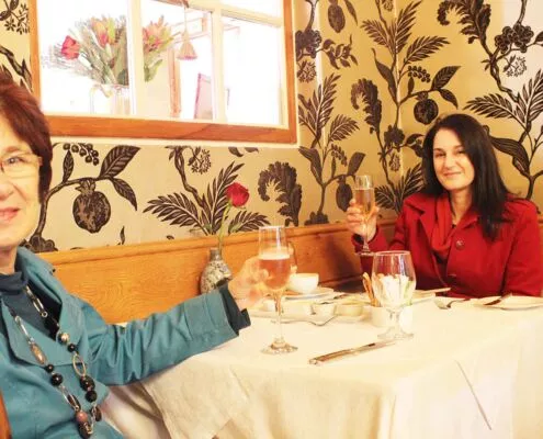 Guests celebrating in the dining room